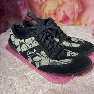 Ballerina Style Coach Black and Cream Monogram Women's Sneakers